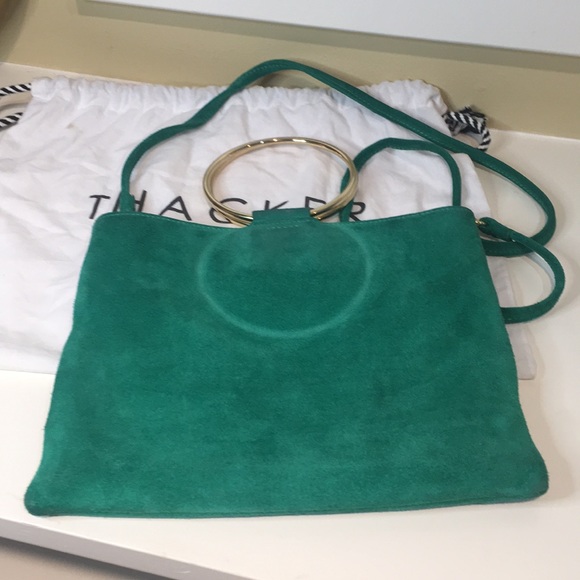 Thacker Le Pouch bag in Green Suede - Picture 3 of 5